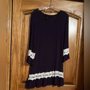 Navy Daisy Ruffled Tunic